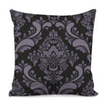 Black And Purple Damask Pattern Print Pillow Cover