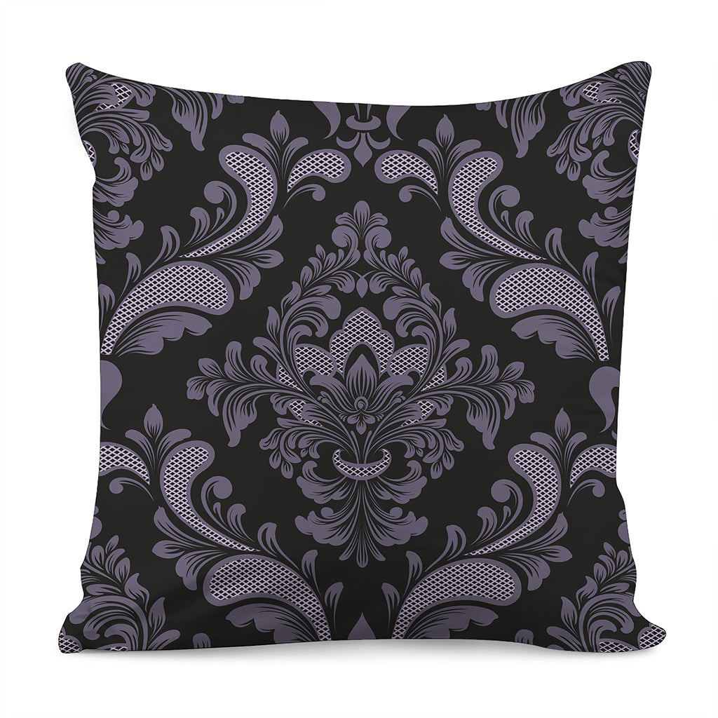 Black And Purple Damask Pattern Print Pillow Cover