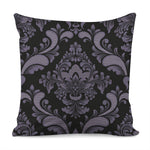 Black And Purple Damask Pattern Print Pillow Cover