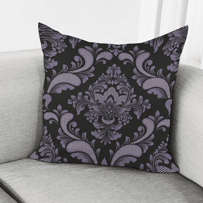 Black And Purple Damask Pattern Print Pillow Cover