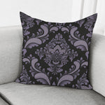 Black And Purple Damask Pattern Print Pillow Cover