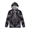 Black And Purple Damask Pattern Print Pullover Hoodie