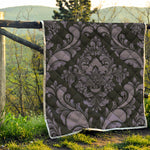 Black And Purple Damask Pattern Print Quilt