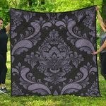 Black And Purple Damask Pattern Print Quilt