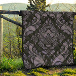 Black And Purple Damask Pattern Print Quilt