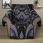 Black And Purple Damask Pattern Print Recliner Protector