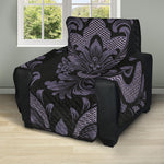 Black And Purple Damask Pattern Print Recliner Protector