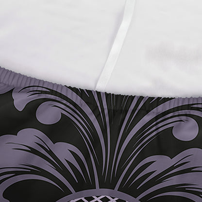 Black And Purple Damask Pattern Print Sofa Cover