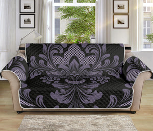 Black And Purple Damask Pattern Print Sofa Protector