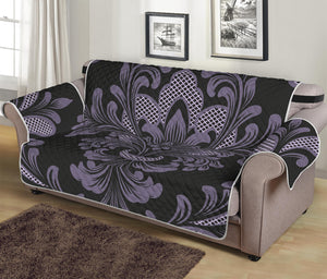 Black And Purple Damask Pattern Print Sofa Protector