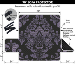 Black And Purple Damask Pattern Print Sofa Protector