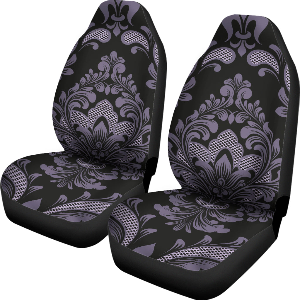 Black And Purple Damask Pattern Print Universal Fit Car Seat Covers