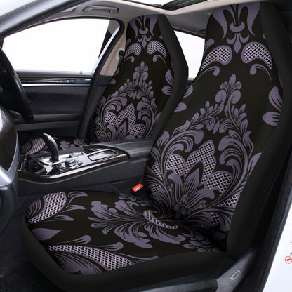 Black And Purple Damask Pattern Print Universal Fit Car Seat Covers