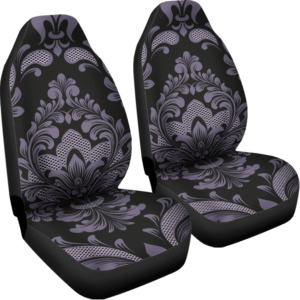 Black And Purple Damask Pattern Print Universal Fit Car Seat Covers