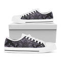 Black And Purple Damask Pattern Print White Low Top Sneakers