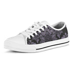 Black And Purple Damask Pattern Print White Low Top Shoes