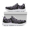 Black And Purple Damask Pattern Print White Running Shoes