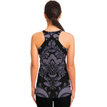 Black And Purple Damask Pattern Print Women's Racerback Tank Top
