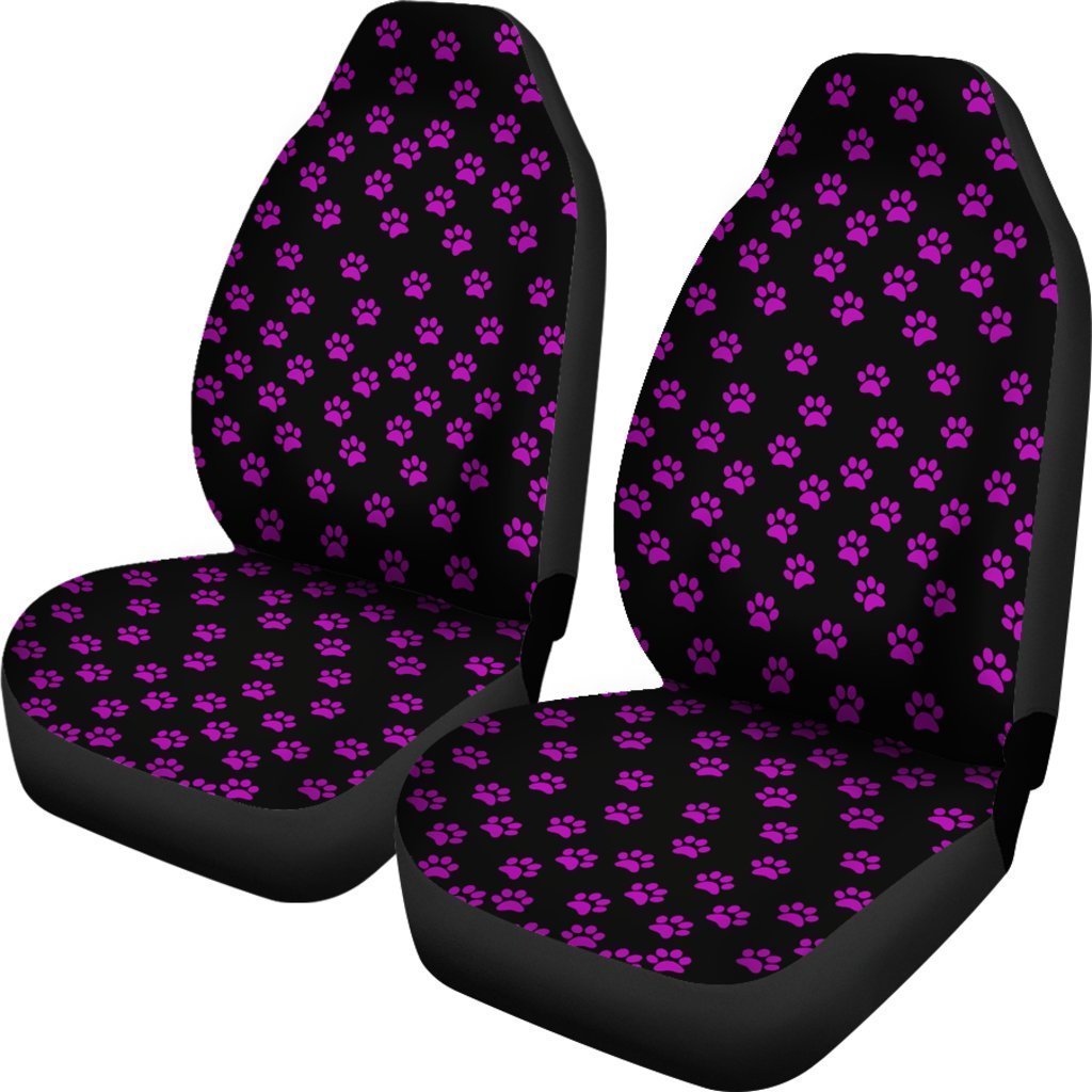 Black And Purple Little Paws Universal Fit Car Seat Covers GearFrost