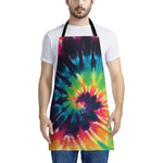 Black And Rainbow Tie Dye Print Apron