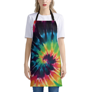 Black And Rainbow Tie Dye Print Apron