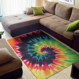 Black And Rainbow Tie Dye Print Area Rug