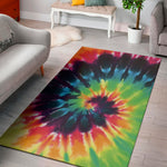 Black And Rainbow Tie Dye Print Area Rug