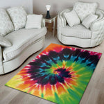 Black And Rainbow Tie Dye Print Area Rug