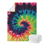 Black And Rainbow Tie Dye Print Blanket