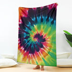 Black And Rainbow Tie Dye Print Blanket