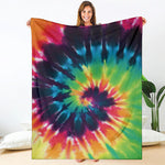Black And Rainbow Tie Dye Print Blanket