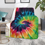 Black And Rainbow Tie Dye Print Blanket