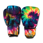 Black And Rainbow Tie Dye Print Boxing Gloves