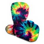 Black And Rainbow Tie Dye Print Boxing Gloves
