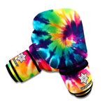 Black And Rainbow Tie Dye Print Boxing Gloves