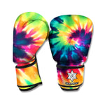 Black And Rainbow Tie Dye Print Boxing Gloves