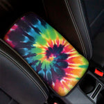 Black And Rainbow Tie Dye Print Car Center Console Cover