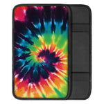 Black And Rainbow Tie Dye Print Car Center Console Cover