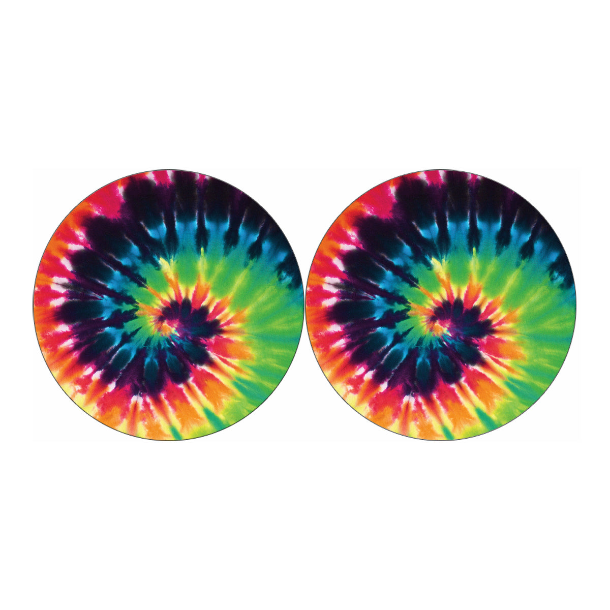 Black And Rainbow Tie Dye Print Car Coasters