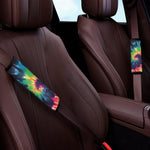 Black And Rainbow Tie Dye Print Car Seat Belt Covers