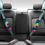 Black And Rainbow Tie Dye Print Car Seat Belt Covers