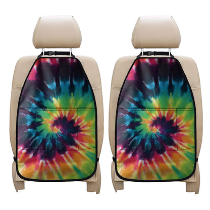 Black And Rainbow Tie Dye Print Car Seat Organizers