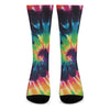 Black And Rainbow Tie Dye Print Crew Socks