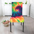 Black And Rainbow Tie Dye Print Dining Chair Slipcover