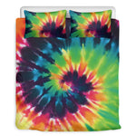 Black And Rainbow Tie Dye Print Duvet Cover Bedding Set