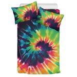 Black And Rainbow Tie Dye Print Duvet Cover Bedding Set