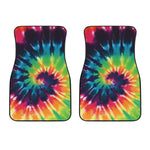 Black And Rainbow Tie Dye Print Front Car Floor Mats