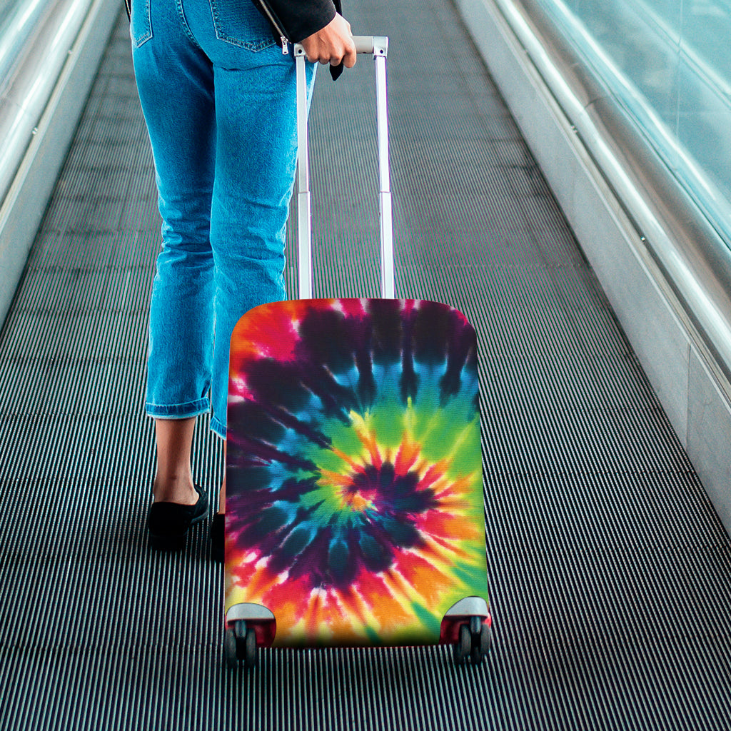 Black And Rainbow Tie Dye Print Luggage Cover