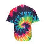 Black And Rainbow Tie Dye Print Men's Baseball Jersey