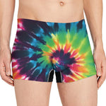 Black And Rainbow Tie Dye Print Men's Boxer Briefs